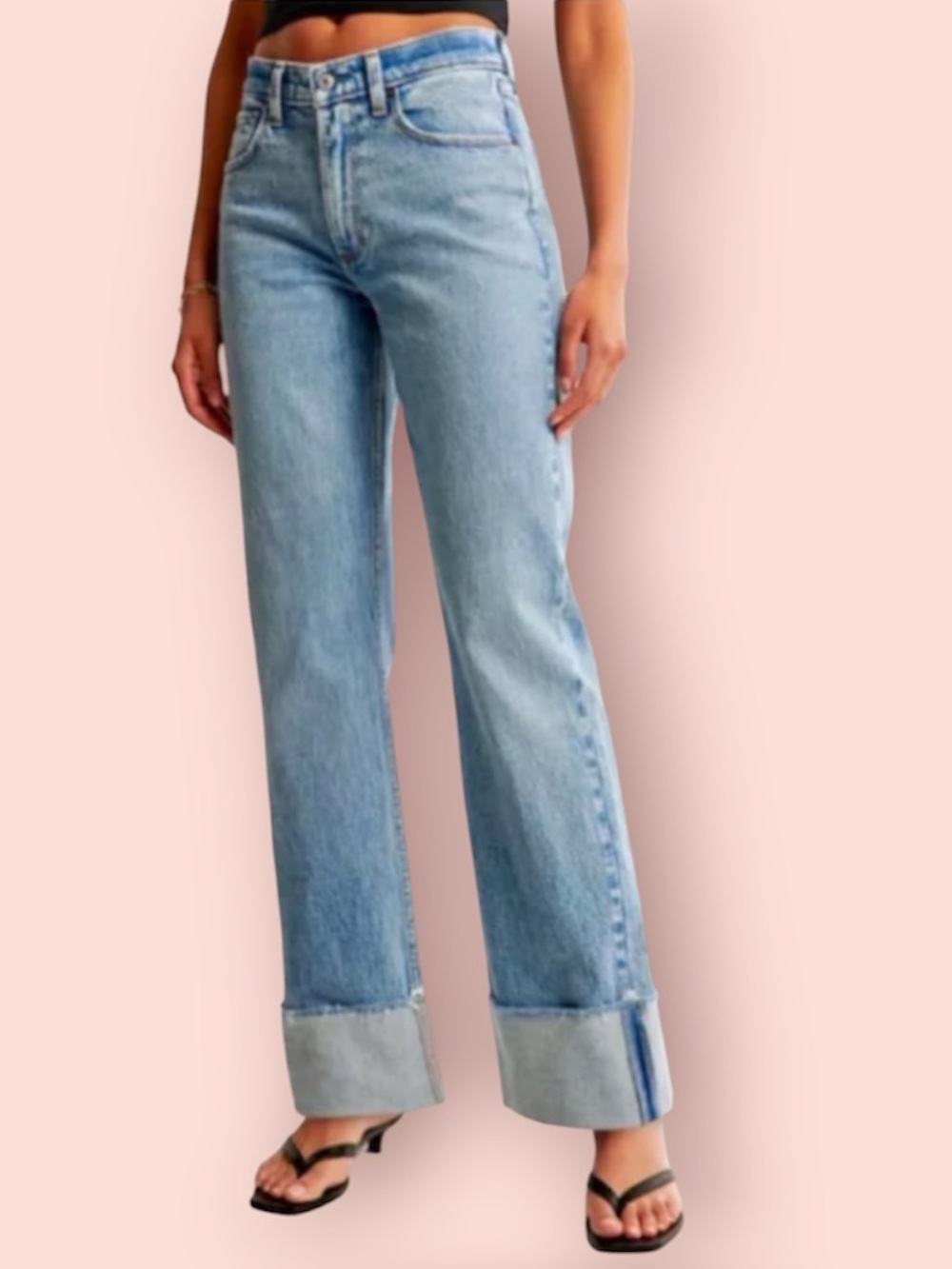 ABERCROMBIE & FITCH Mid Rise Baggy Cuff Hem Jeans 28/6R